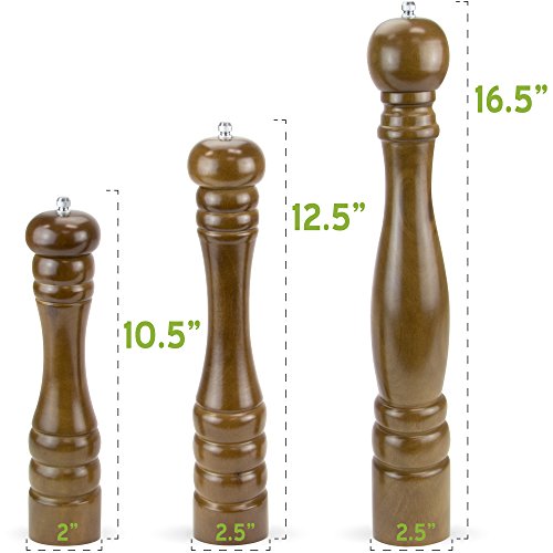 Wooden Pepper Mill - Gourmet Mahogany Salt, Pepper, And Spice Seasoning Grinder In 10.5", 12.5", & 16.5" By Back Of House Ltd. (12.5) #TOP6