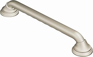 Moen Brushed Nickel Bathroom Safety 12-Inch Designer Bathroom Grab Bar with Curled Grip, Shower