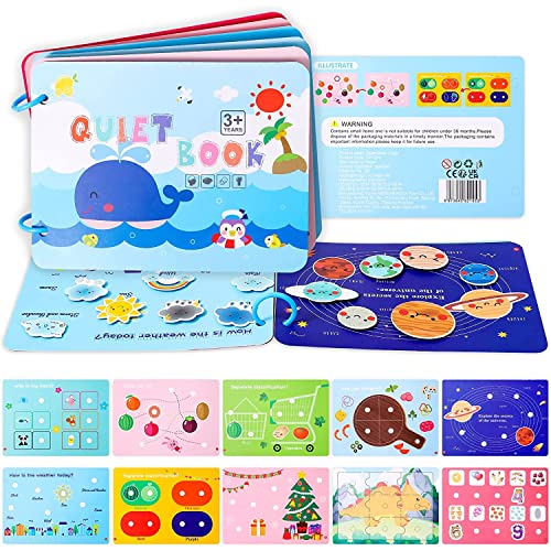 Kidology Montessori Quiet Book for Toddlers | Montessori Busy Book for Kids to Develop Learning Skills | Preschool Educational Travel Toy for Boys and Girls Sensory Book for Kids (Thinking)