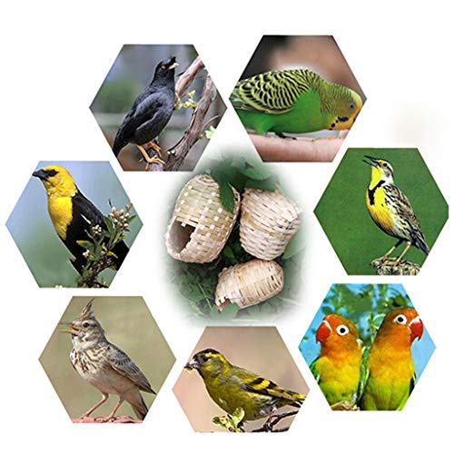 Image of Small Bird Nest with Metal Hook Hand-Woven Bird Eco-Friendly Natural Bamboo Cage Accessories Hanging Bird Shelter