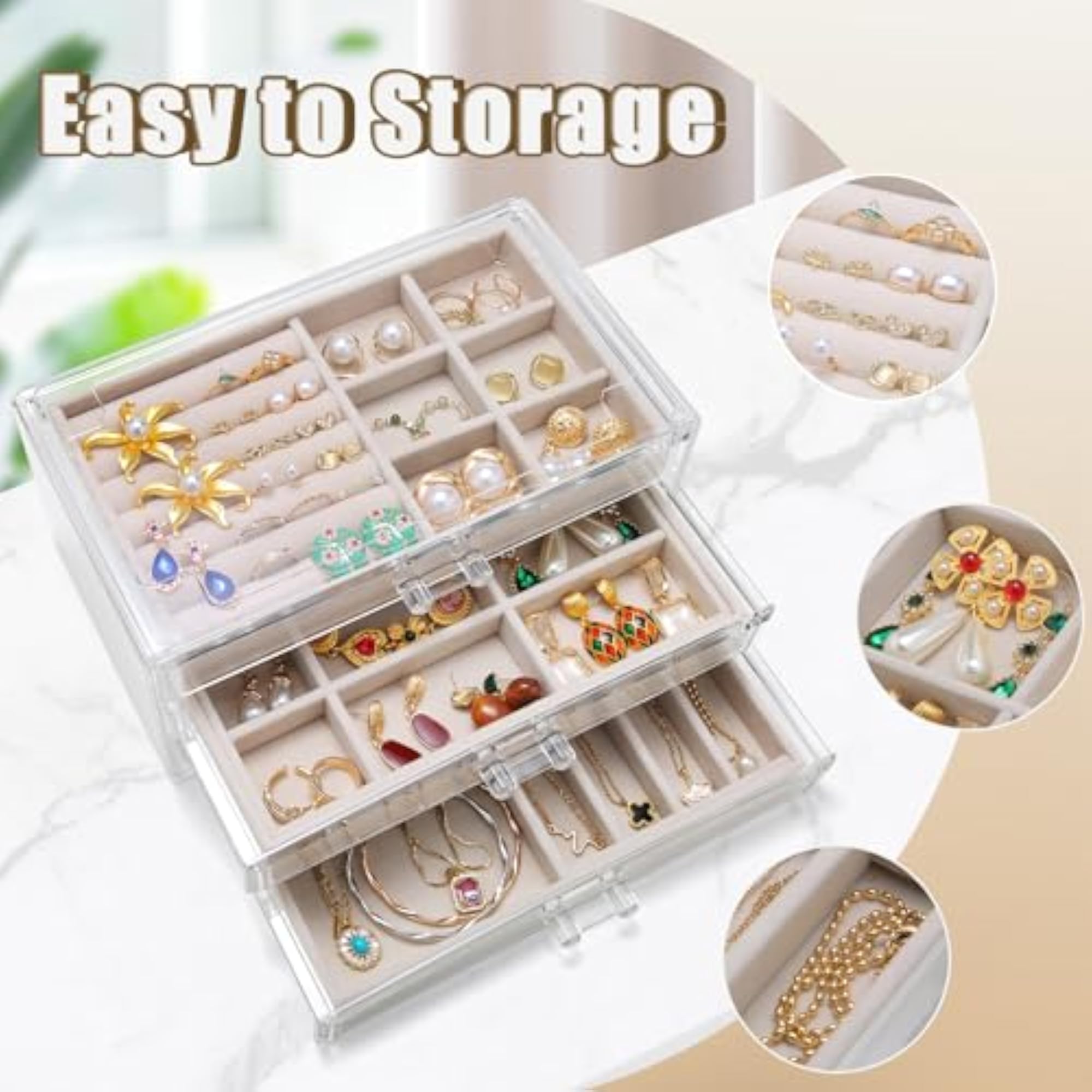 Acrylic Jewelry Earring Holder Organizers with Drawers