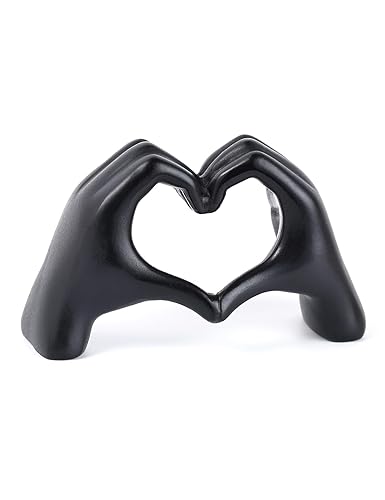 Modern Gold Heart Hands Sculpture, Decorative Table Art, Love Symbol