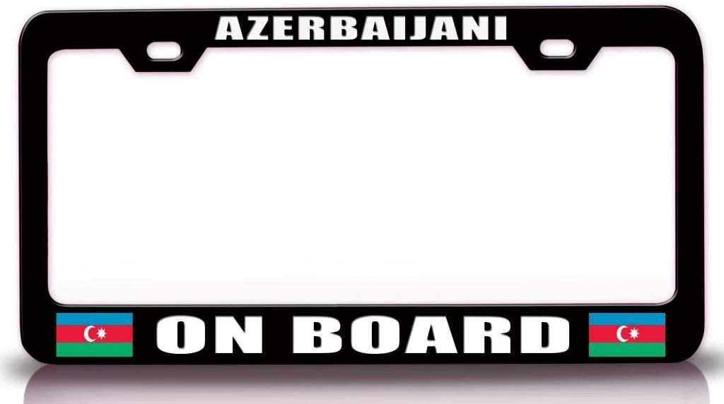 Azerbaijani ON Board Country Flag Metal Car SUV Truck License Plate Frame Bl u21