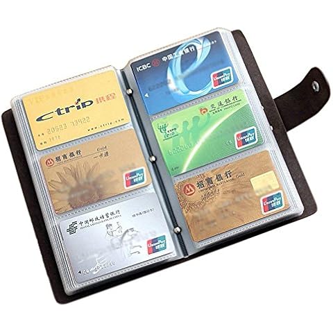 boshiho Leather Credit Card Holder Business ID Card Case Book Style 90 Count Name Card Holder Book (Black) Cover
