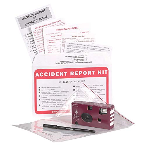 Vehicle Accident Kit in Poly Bag with 35mm Film Disposable Camera - J. J. Keller & Associates - Helps Drivers Collect, Organize & Report Vehicle Accident Information
