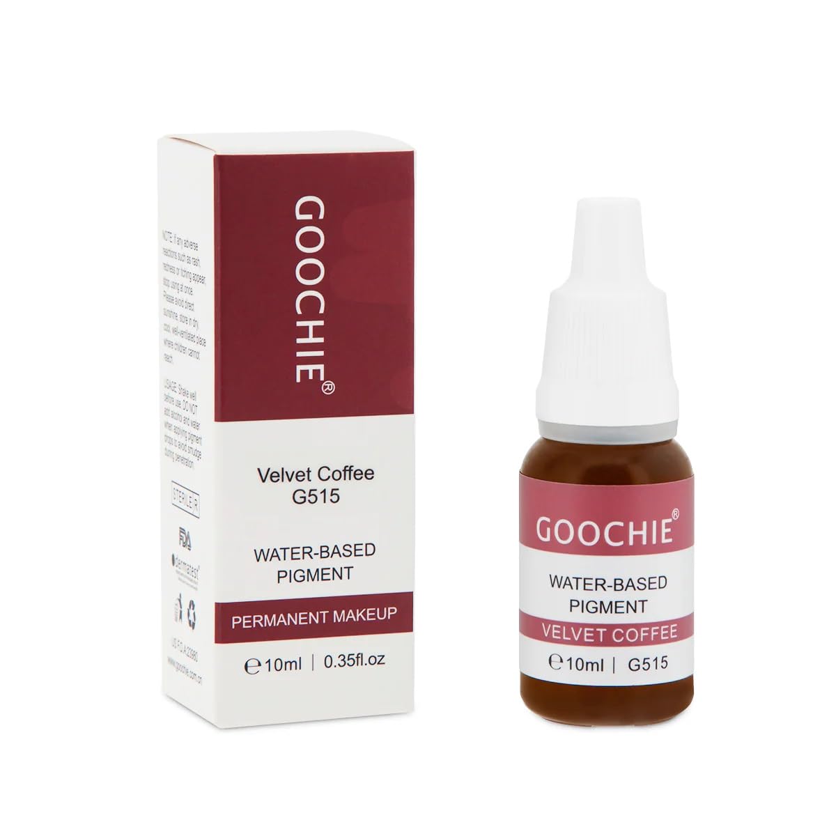 Goochie Superior Semi Organic Liquid Water Based Micro Pigment EU Standard Machine Permanent Makeup Pigment 10ml Eyebrow Pigment Velvet Coffee - G515