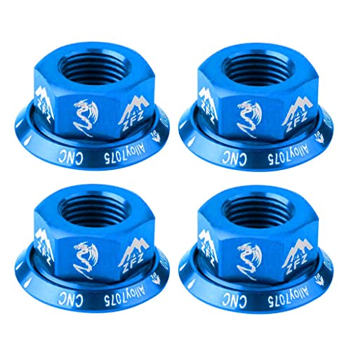 Easnea 4Pcs Durable Track Wheel Nuts Bicycle Bmx Fixie M10 Axle Screw For Rear Hub Blue #TOP1