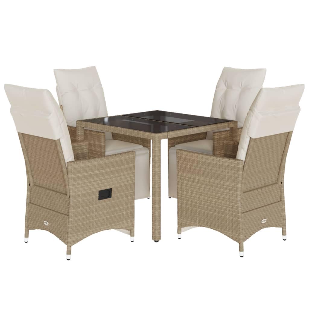 Juego de 5 piezas de jardín con cojín beige exterior A