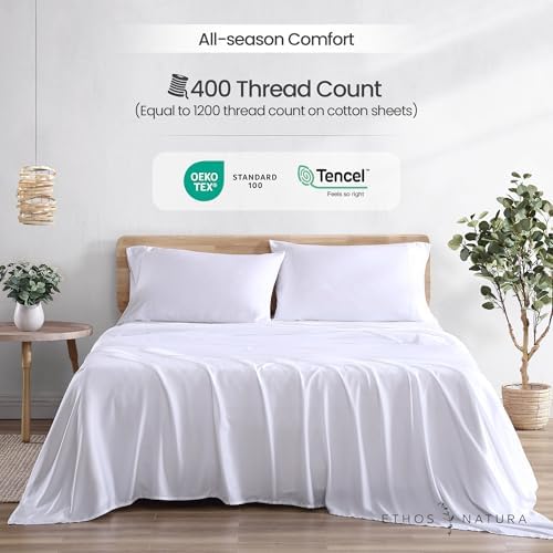 100% Eucalyptus Tencel Lyocell Sheet Set, Silky Soft & Smooth Cooling Sheets for All-Season, Sustainably Made, Moisture-Wicking, Hypoallergenic - Queen - Thumbnail 2