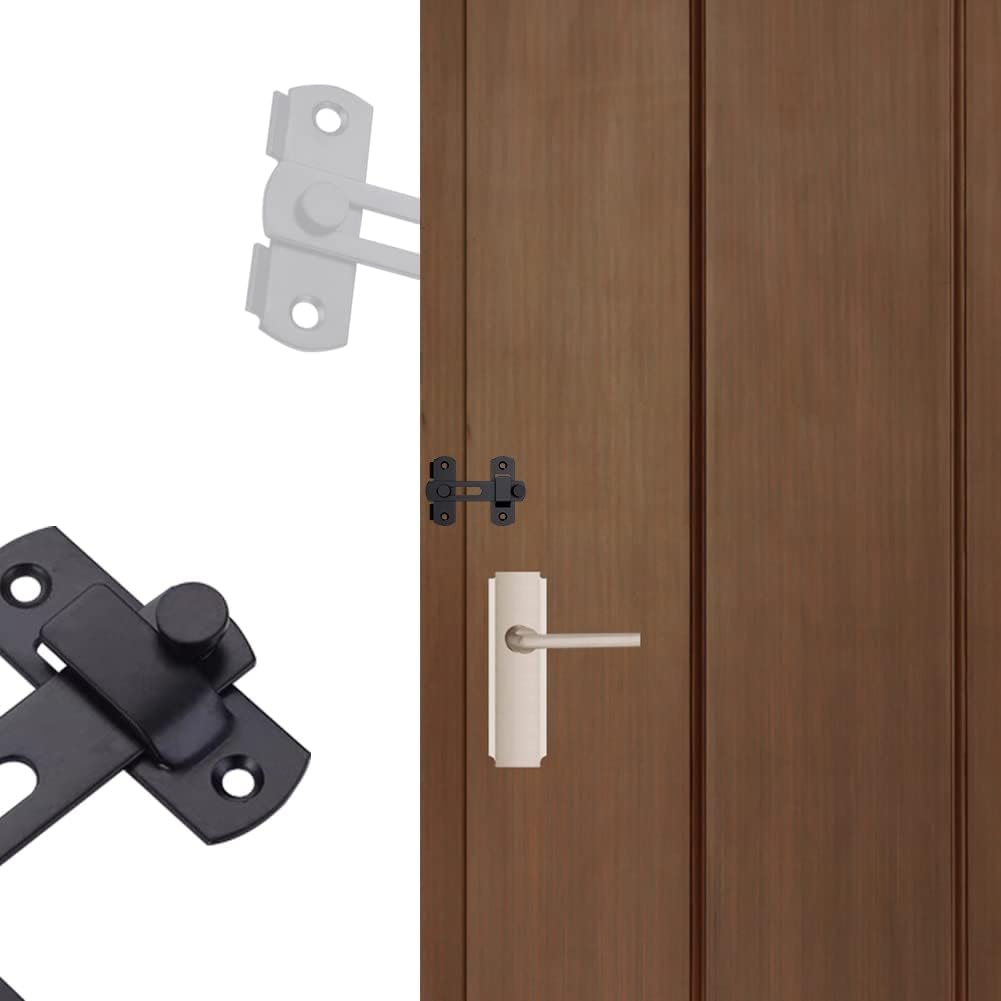 Flip Door Latch, 180 Degree Heavy Duty Bar Gate Latches Sliding Barn Door Lock, Easy Installation, for Barn, Bathroom, Garage, Cabinet(Black)