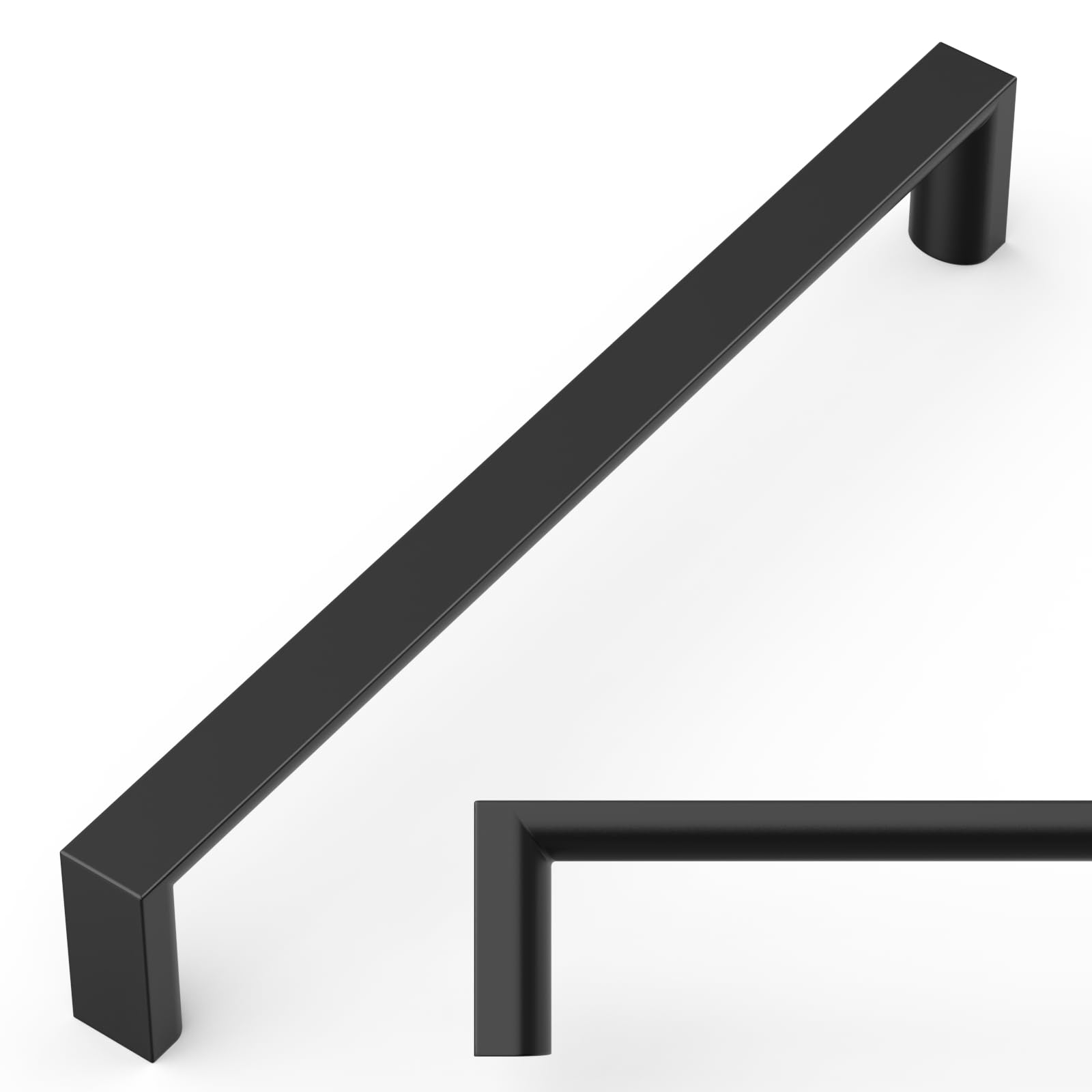 Amerdeco 10 Pack Matte Black Cabinet Pulls, 6.3 Inch(160mm) Hole Center Kitchen Cupboard Handles, Solid Zinc Alloy - Cabinet Hardware Drawer Pulls for Cupboard Wardrobe, AM042