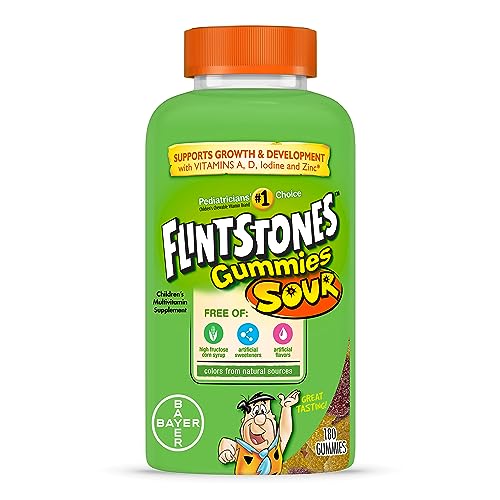 Flintstones Sour Gummy Vitamins For Kids, Kids Multivitamin Gummies with Vitamins C, B6, B12, A & Vitamin D, Support Kids Growth and Development, 180 Count