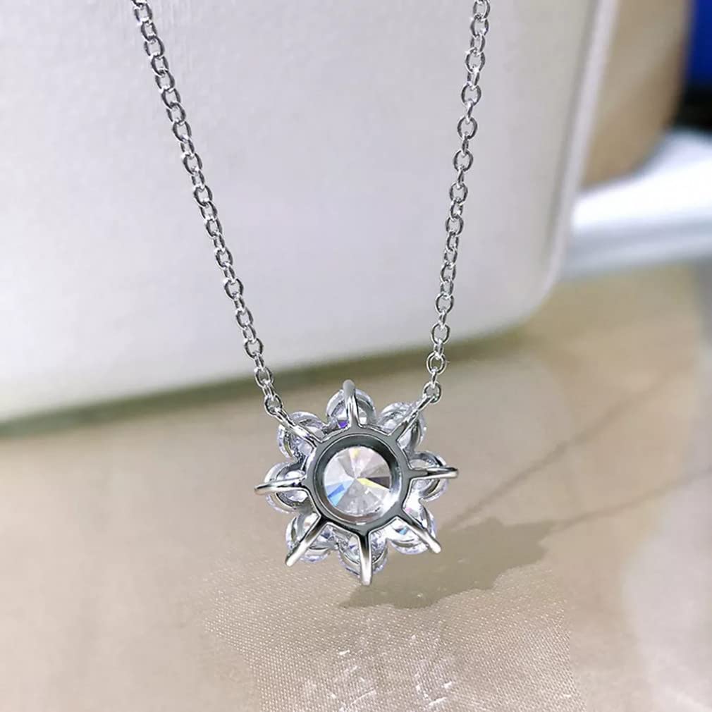 Collar con Colgante de Flores de Boda de Piedras Preciosas de moissanita de 8 MM de Plata de Ley 925 para Mujer, Regalo de joyería Fina