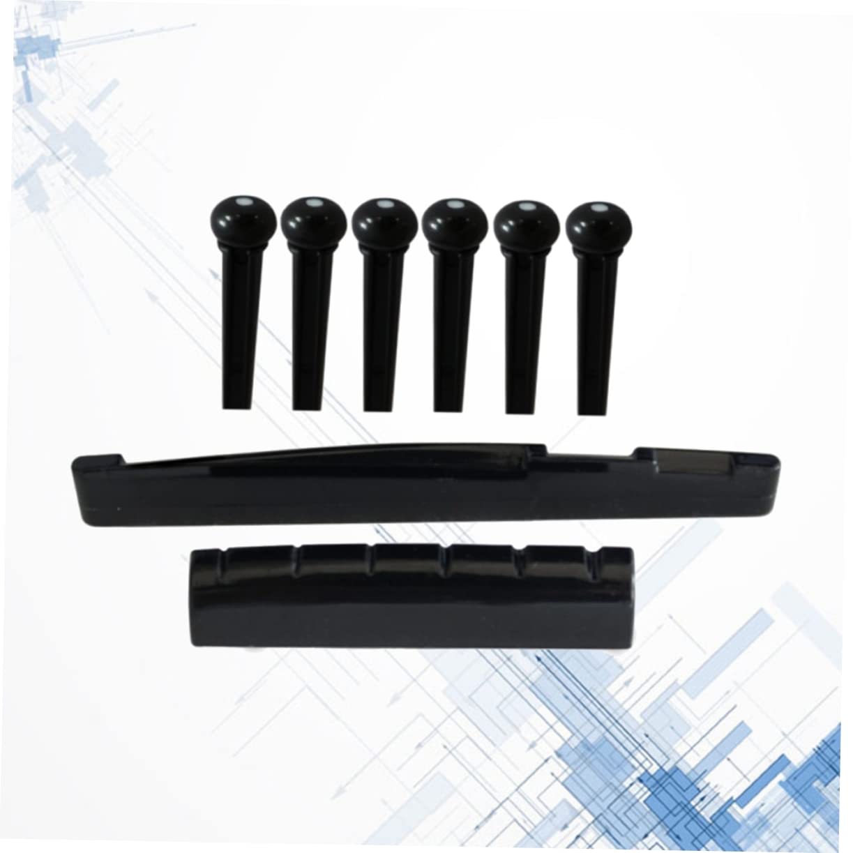 TOGEVAL Portable Black Acoustic Guitar Set Guitar Bridge Saddle Nut Sturdy Construction