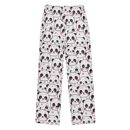 ALAZA Panda Pajamas Bottoms with Pockets Comfy Pjs Sleepwear Elastic Waistband Pajamas Pants Lounge Pants for 6-14 Years