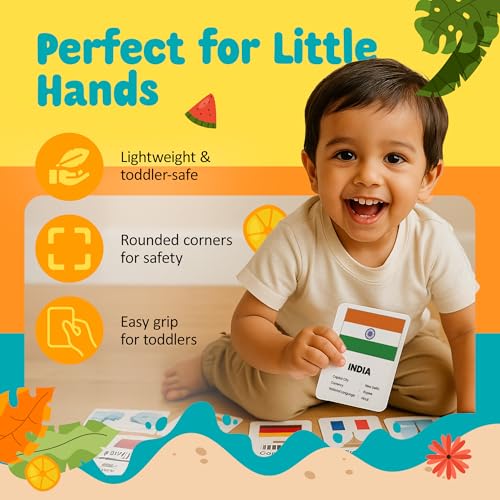 Image of Explore The World Flash Cards for Kids | 36 Countries with Flags, Capitals, Currency, Language & Famous Monuments | Age 3-6 Years | Made in India | BIS Approved