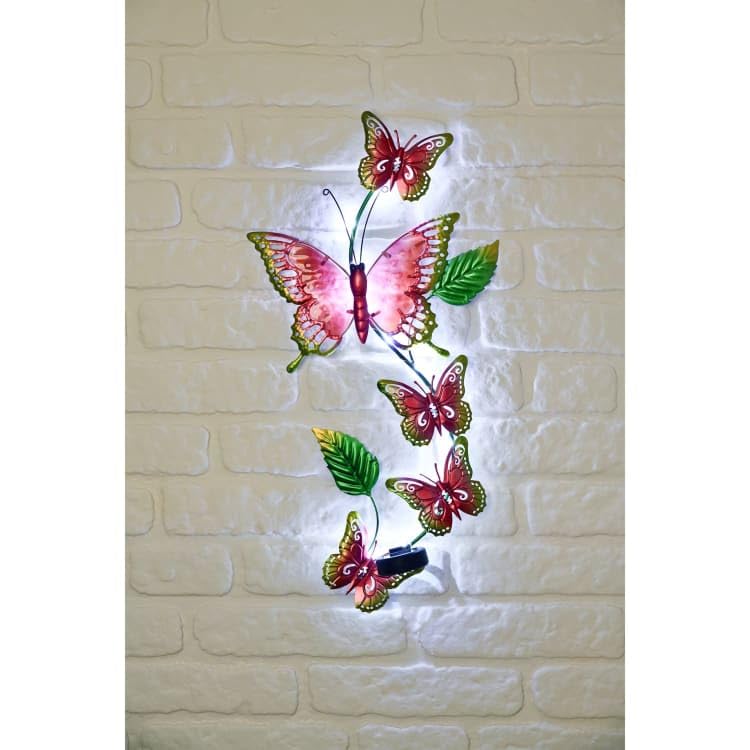 New Solar Powered Butterflies Wall Art – 16 Cool White LED Lights Garden Decoration – Outdoor Solar Garden Ornament for Walls & Fences – Ambient Glow for Patio, Yard & Backyard A-177