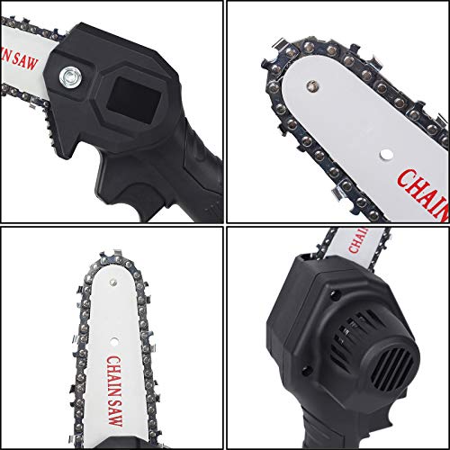 Greatby Mini Chainsaw Cordless Electric Handheld Rechargeable Battery Chainsaw 4-Inch 24V Portable One-Hand 0.7kg, Pruning Shears Chainsaw for Tree Branch Wood Cutting (Black)