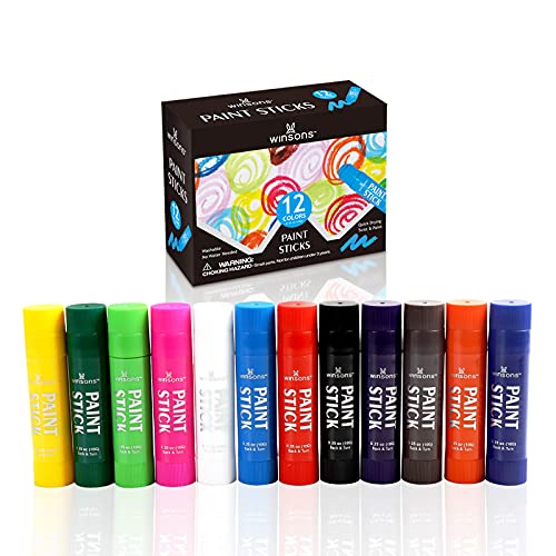 WINSONS Tempera Paint Sticks pour enfants Non-Toxic Washable Quick Drying and No Water Need Lot Cover