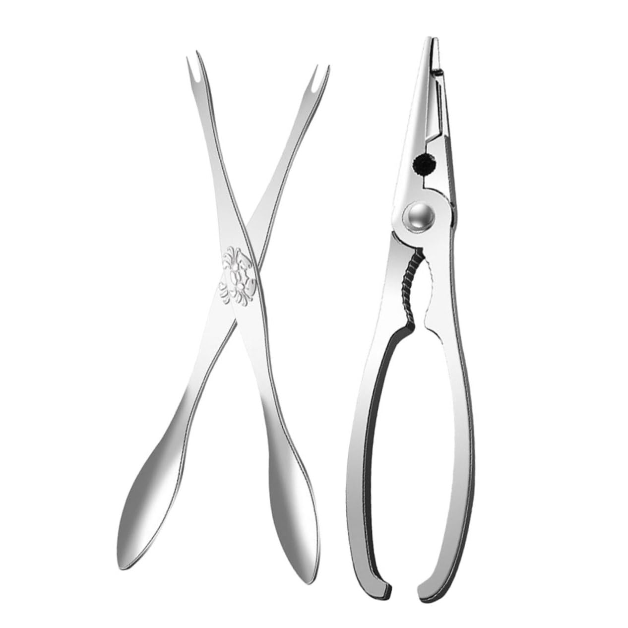 Cabilock 3 Juegos Tenazas De Cangrejo Herramientas para Patas De Cangrejo Suministros para Fiestas De Hervir Mariscos Galletas De Marisco y Herramientas Silver Acero Inoxidable
