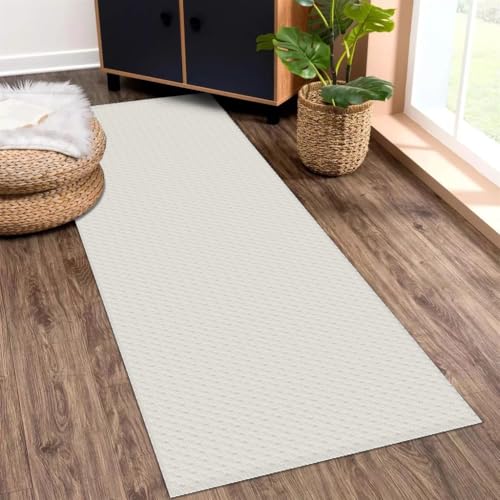 Tapete Passadeira Antiderrapante, Branco, 65cm x 2m, Textura Zig Zag (Cru)