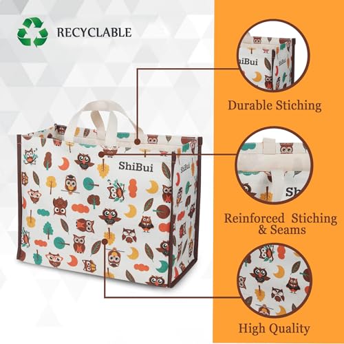 Image of SHIBUI Big Heavy Duty Large Eco Waterproof Cotton Canvas Cloth Grocery Shopping Bag for Men Ladies Vegetable Milk Fruits with Hand Carry Handle Lunch Box Jhola Tote Bags (3, Multi-Color)
