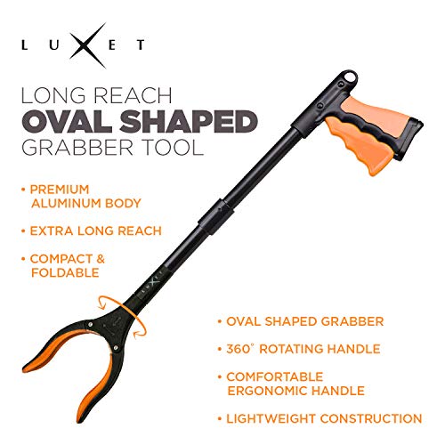 Grabber Reacher Tool 19 Inch Long, Foldable Pick Up Stick - Strong Grip Magnetic Tip - Heavy Duty Trash Picker Claw Reacher Grabber Tool Elderly Wheelchair Mobility Aid (Orange) - Thumbnail 3