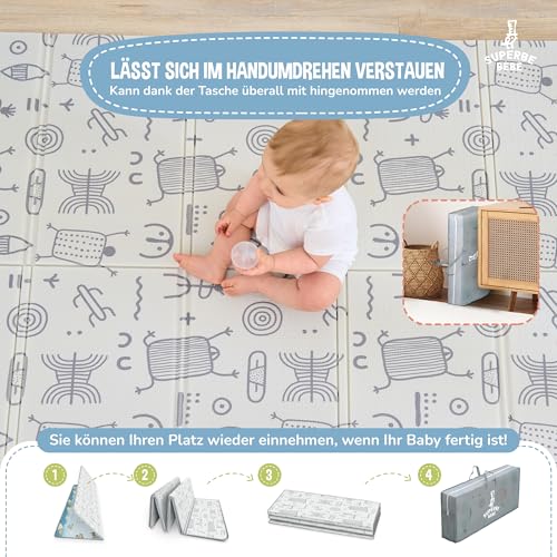 Krabbelmatte Baby Faltbar Spielmatte Kinder Spieldecke 120x180x1cm Krabbeldecke Für Baby - Babymatte Kindermatte - Schaumstoffmatte… – Ansicht 3