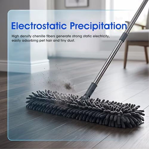 Kit de limpieza de escobilla de goma extensible 2 en 1 con paños de chenilla azul 5