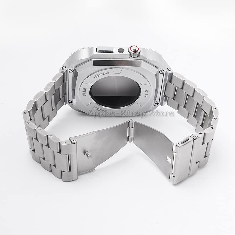 Funda de Bisel de Metal y Correa para Correr con iwatch Series 7 y 8 7