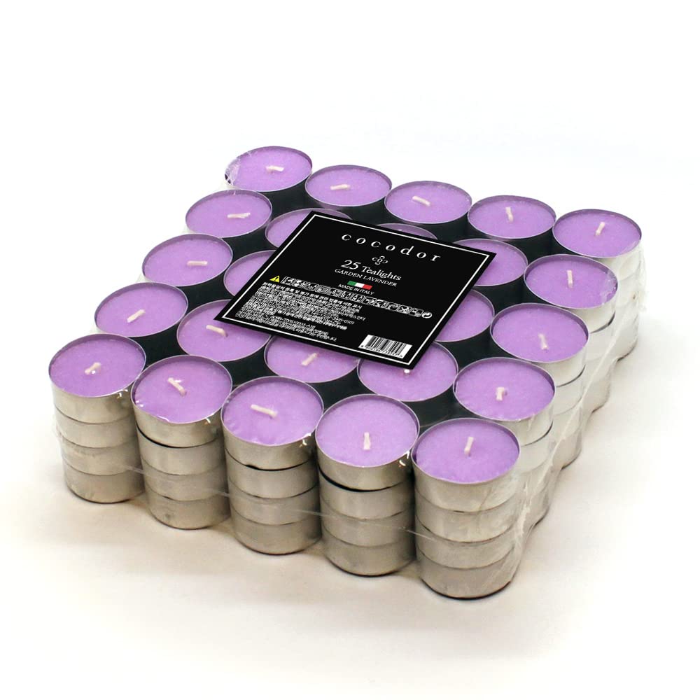 COCODOR Candeline Profumate Tealight 100 pz/Lavanda (Garden Lavender) / Durata 4-5 ore/Lumini, Candele Profumate Regalo