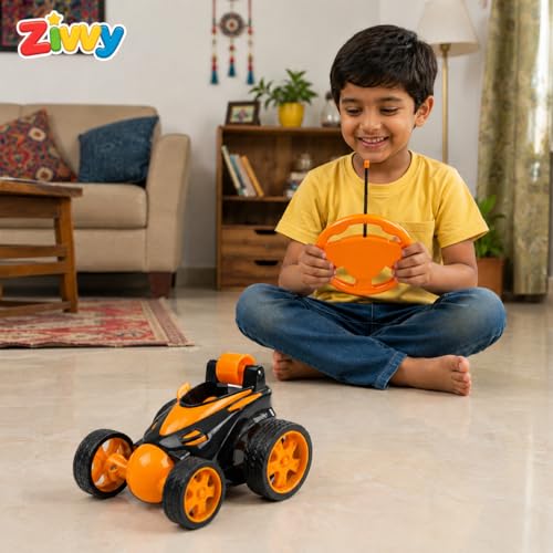 Image of Orange 360 Rotating & Rolling Stunt Car Toy | Spin, Stunt, Flip Functions | Remote Control Stunt Car Toy for Kids | Toys for Boys 7-14 Years | Birthday Gift for Kids