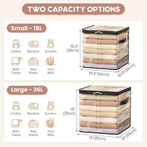 Image of JD FRESH 1 Piece 36L PVC Transparent Storage Bag with Zipper /Foldable Clothes Organiser for Wardrobe /Garments Organizer /Space Saving Storage Box for Sarees /Lehengas /Towels /Toys - (13 x 13 x 13 Inch)