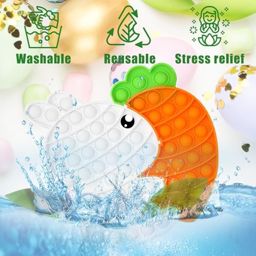 Easter Bunny Poppers, Bunny Carrot Pop Bubble Fidget Sensory Toy, Puzzle Popper, Easter Gifts for Kids,Toddler, Easter Basket for Toddlers Girl, Easter Toys, Stocking Easter Basket Stuffers (White) - View 6