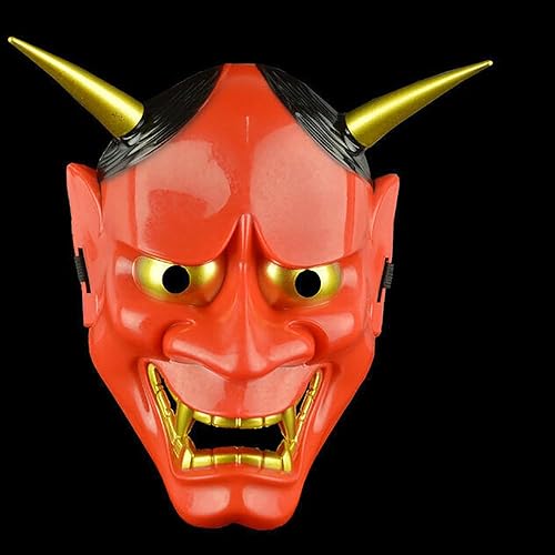 Máscara de diablo de Halloween, monstruo japonés, Kabuki, samurái, máscara de miedo, malvada, Hannya Oni Noh, accesorios de Halloween (rojo)