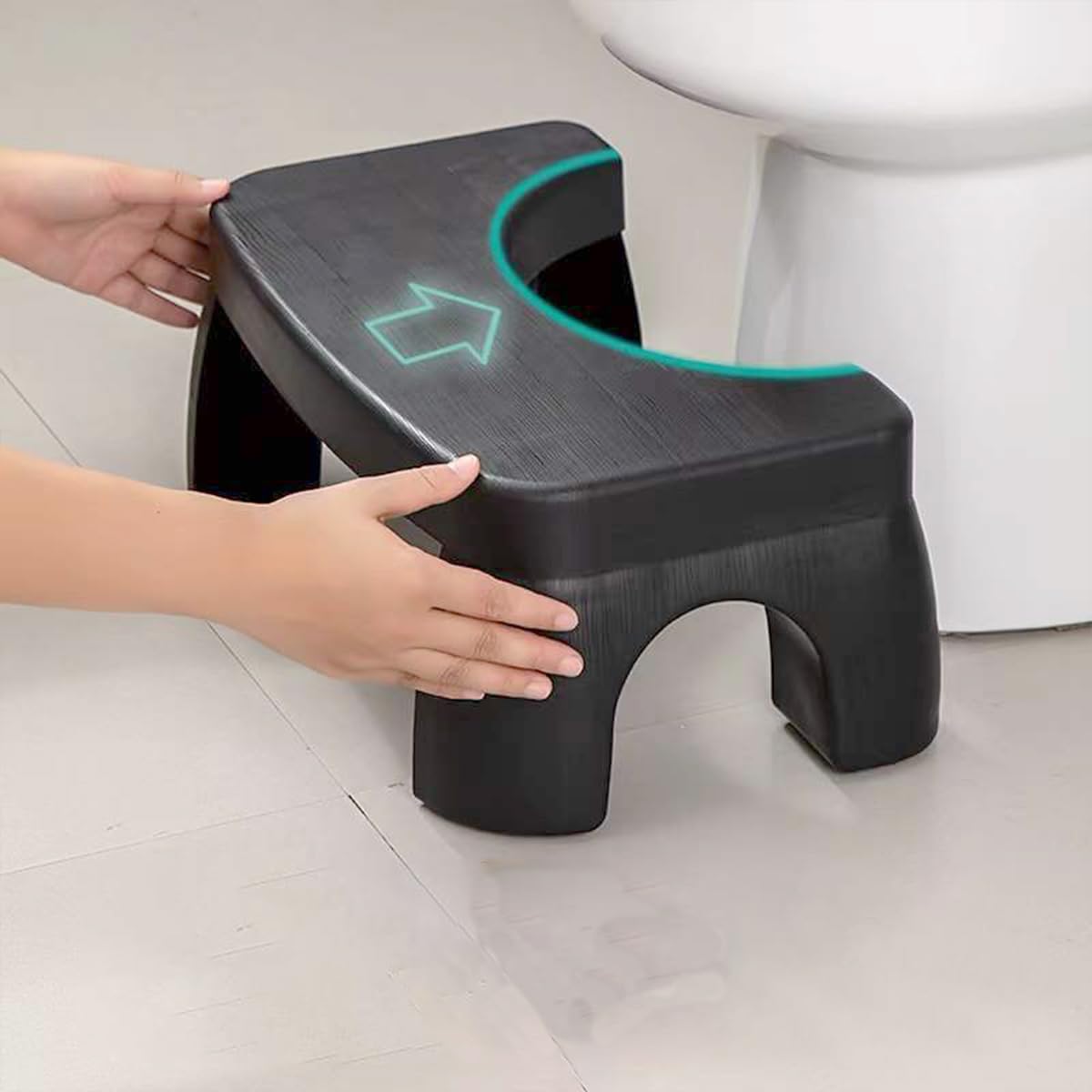 LITAITAI Toilet Squat Stool,Pooping Foot Stool for Adults,Travel Potty Plastic Squatting Stool,Step Stool for Seniors & Toddlers,Toilet Assistance Steps Poop Bench for Feet,Healthy Gift (1, Black)