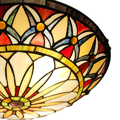 Artzone AR164337SF Tiffany Ceiling Lights, Stained Glass Ceiling Light 3-Lights 16 Inch Tiffany Flush Mount Ceiling Light thumb #1