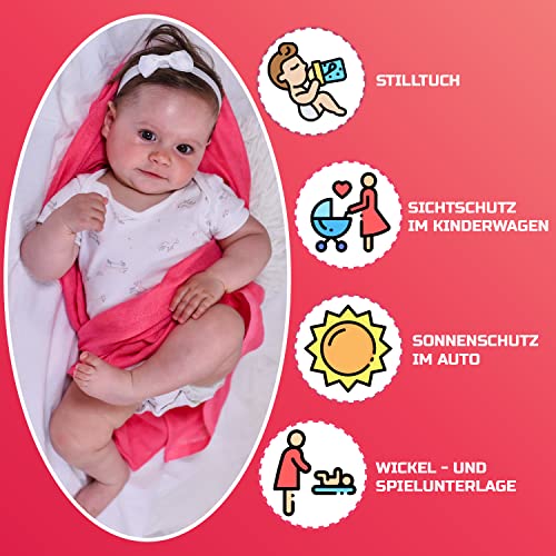 Baby Burp Cloths I Cloth Nappies I Muslin Nappies 80 x 80 cm I 100% Cotton Nappies Set of 5 for Girls - Image 2