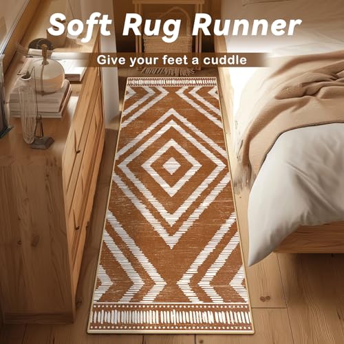 Tapete corredor Boho 2x6ft antideslizante y lavable miniatura 3