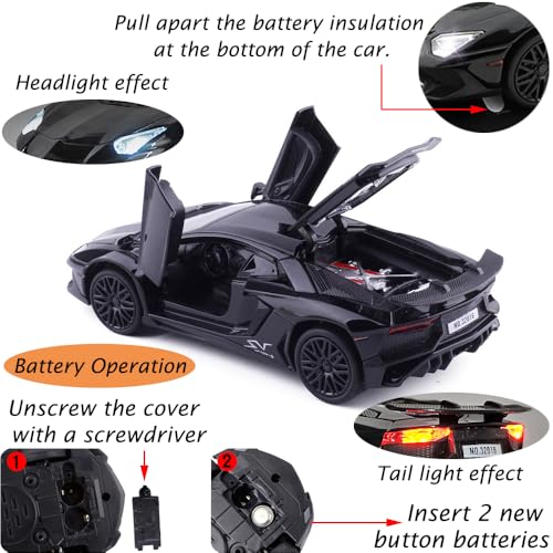 Modelo de carro coleccionable Aventador negro 1:32 miniatura 3