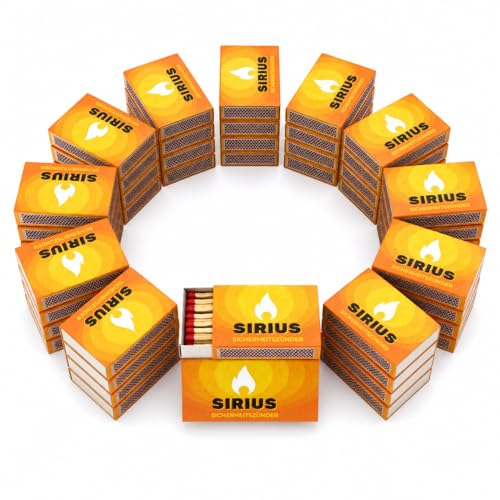 jameitop® Streichhölzer 60 Schachteln Sirius Haushaltszünder Zündholzschachtel Zündhölzer 2700 Stück Sicherheitszündhölzer, 45mm