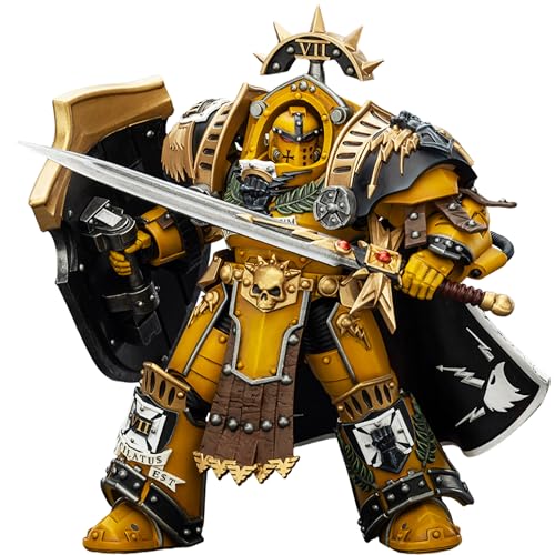 BEERISE JOYTOY 1/18 Action Figures - Warhammer The Horus Heresy Imperial Fists Legion Praetor in Tartaros Terminator Armour with Power Sword and Vigil Storm Shield - 5‘’,Classic Character Age 15+