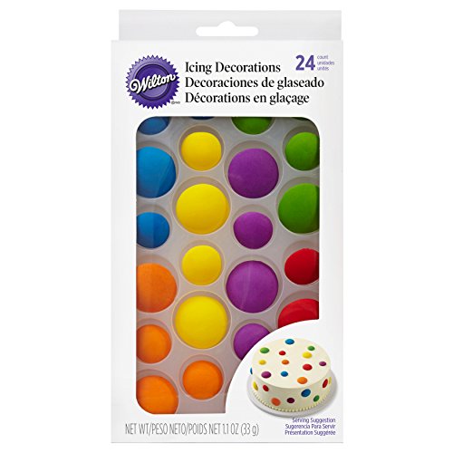 Wilton Bright Dots Icing Cake Decorations, 24-Count Edible Cake Decorations #TOP1