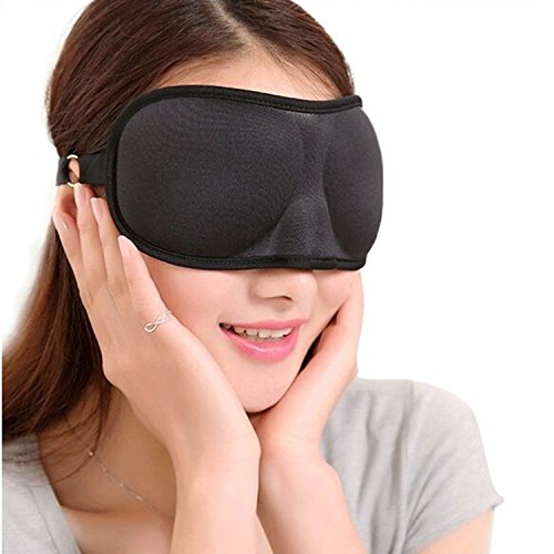 tinxi® 3D Haute Qualité Masque de Sommeil de lil Masque de voyage Masque la nuit pour bander les yeux anti-lumière Design en Noir