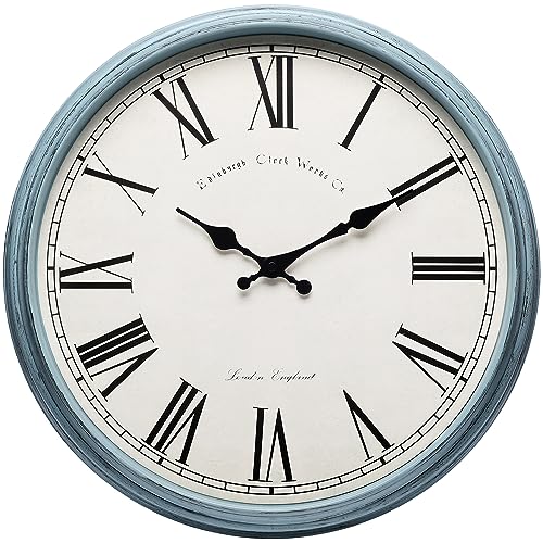 NUOVO Kreisförmige Wanduhr mit klassischem traditionellem Design Retro Blau Große Größe Wanduhr Roman Digital Wohnzimmer Wanduhr Bürouhr NUOVO Kreisförmige Wanduhr mit klassischem traditionellem Design Retro Blau Große Größe Wanduhr Roman Digital Wohnzimmer Wanduhr Bürouhr