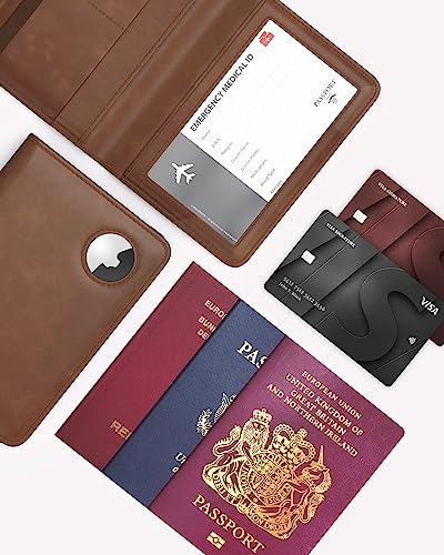 Image of Stouchi AirTag Passport Holder, Brown, small, Fashion Simple Multiple