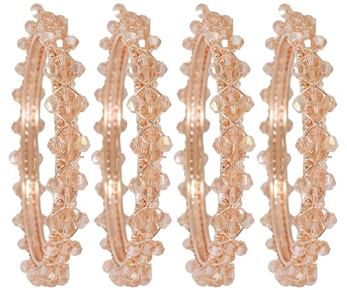 Image of NMII Stylish Pearls Beads Bangles Set For Women & Girls | Women's Bangles Bracelet | Metal Bangles Kada Set For Wedding, Party, Festival, Daily | Women's Fashion Jewellery- Set of 4
