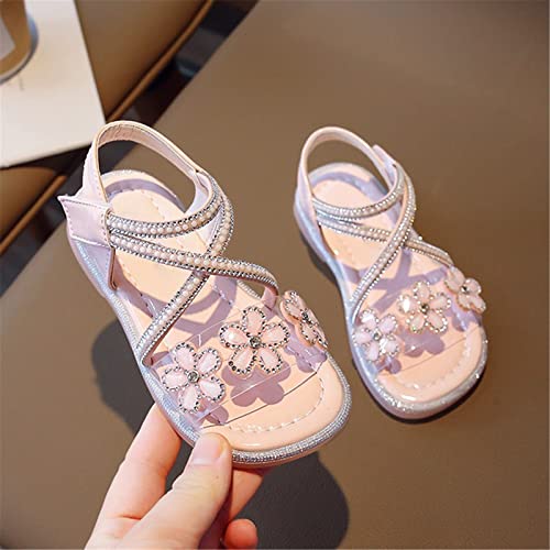 sfdgfhyf Little Girls Low Heel Foot Warmer Big Kids Girl Sandals Summer Crystal Flower Design Shoes Daily Breathable4
