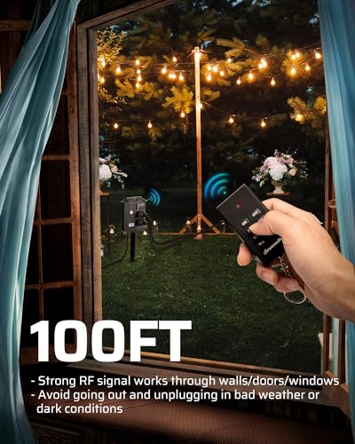 image for DEWENWILS Outdoor Power Stake Timer Waterproof, 100FT Wireless Remote 
