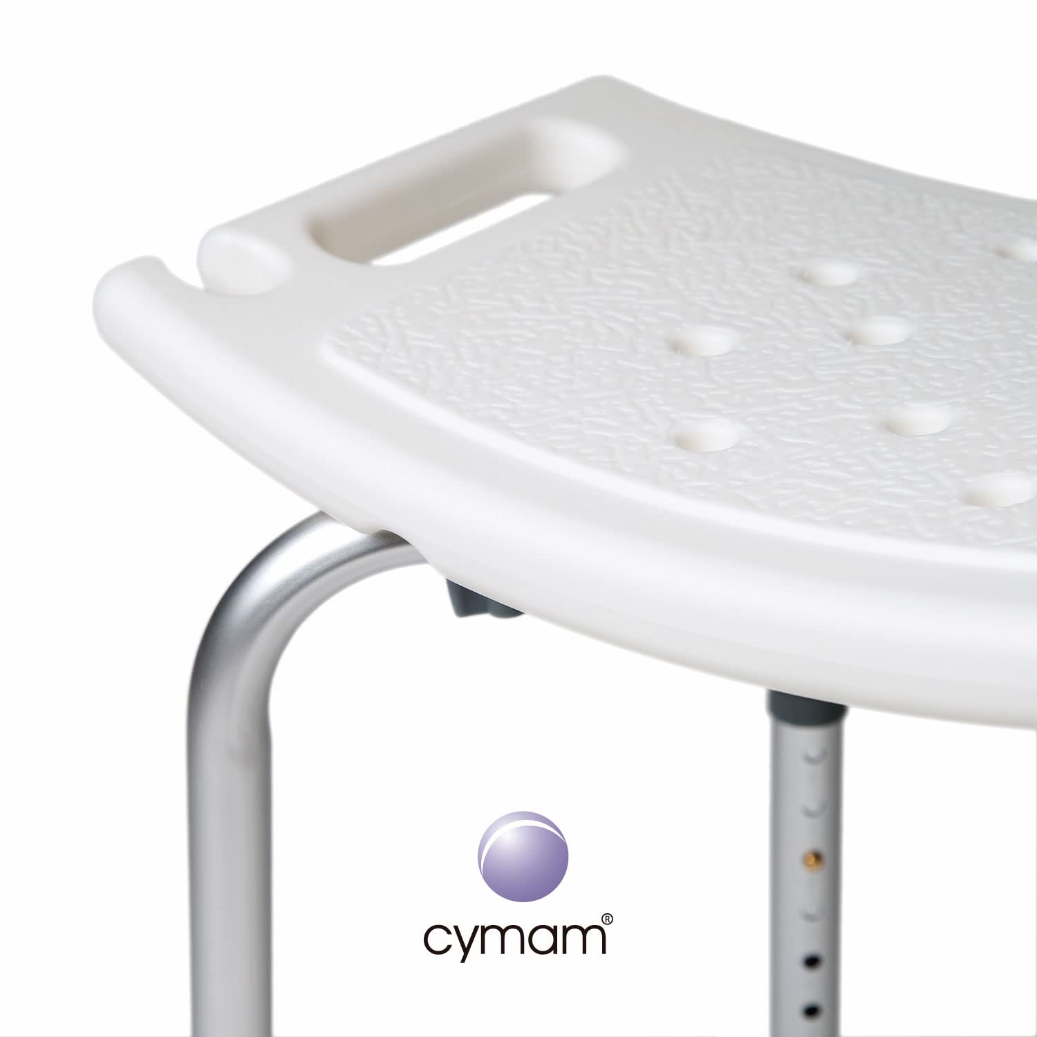 Silla de Baño y Taburete de Ducha con Soporte para Ducha de Mano | Altura regulable, patas antideslizantes y montaje sin herramientas; asiento con desagües para adultos y personas mayores